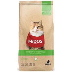 MİDOS Tavuklu Sebzeli (Tüy Yu.Önleyici) Y. Kedi 15 Kg