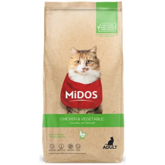 MİDOS Tavuklu Sebzeli (Tüy Yu.Önleyici) Y. Kedi 15 Kg