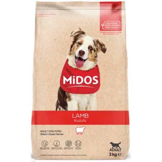 MİDOS Kuzu Etli ve Pirinçli Yetişkin Köpek 3 kg