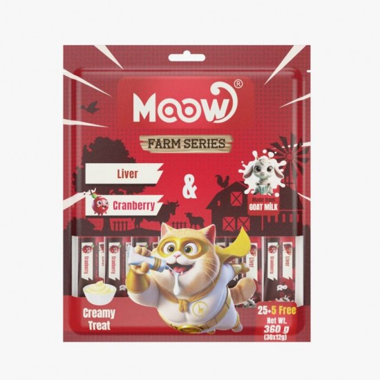 Moow Ciğerli&Kızılcıklı Keçi Sütlü 12gr x 30'lu Kedi Krema Ödülü