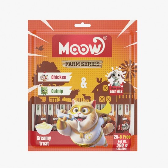 Moow Tavuklu&Kedi Naneli Keçi Sütlü 12gr x 30'lu Kedi Krema Ödülü