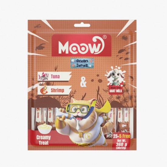 Moow Ton Balıklı&Karidesli Keçi Sütlü 12gr x 30'lu Kedi Krema Ödülü